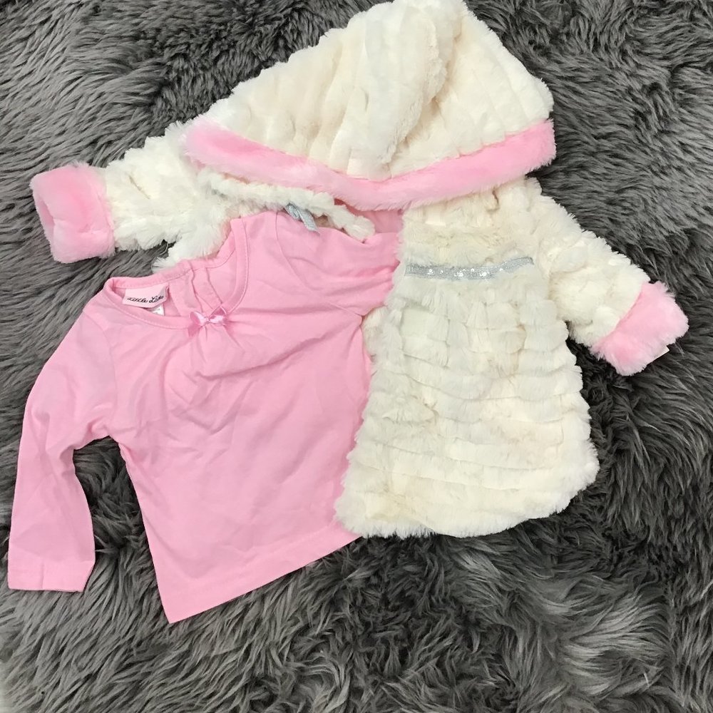 Little Lass | Girls 2 Piece Set | White | Pink